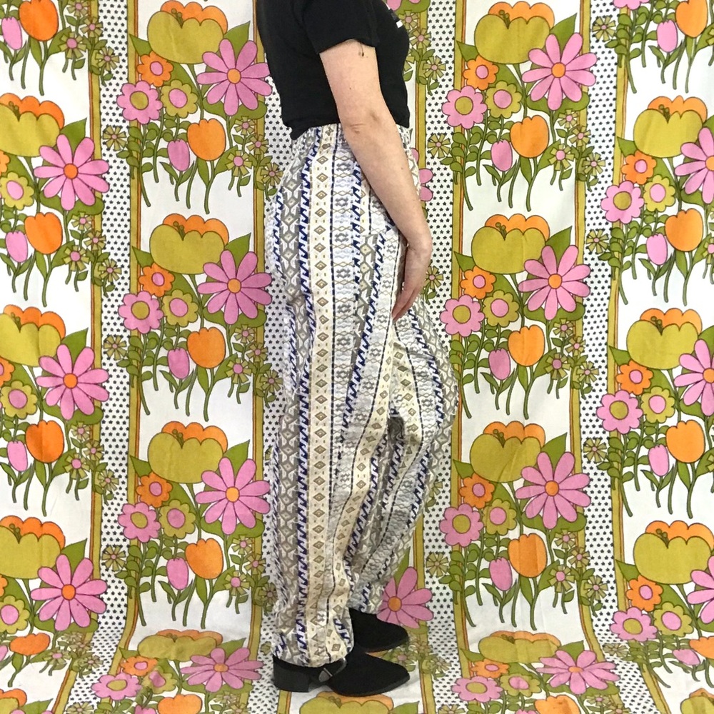 Vintage 80s tribal geo print jeans harem pants S/M - Picture 5 of 8